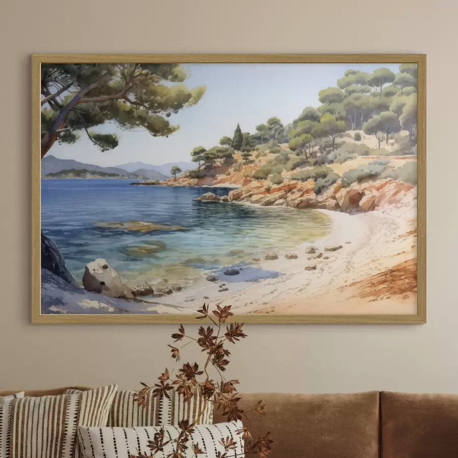 Fototapeta Zatoczka morska ze skalistym brzegiem i sosnami f50579