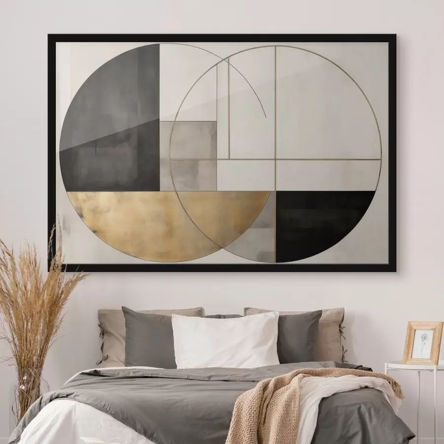 Fototapeta Geometryczne koła i prostokąty w neutralnych odcieniach f50595