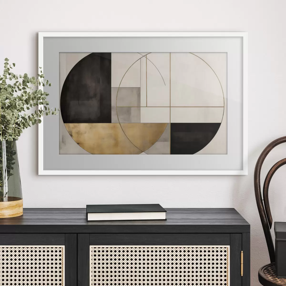 Plakat Geometryczne koła i prostokąty w neutralnych odcieniach f50595