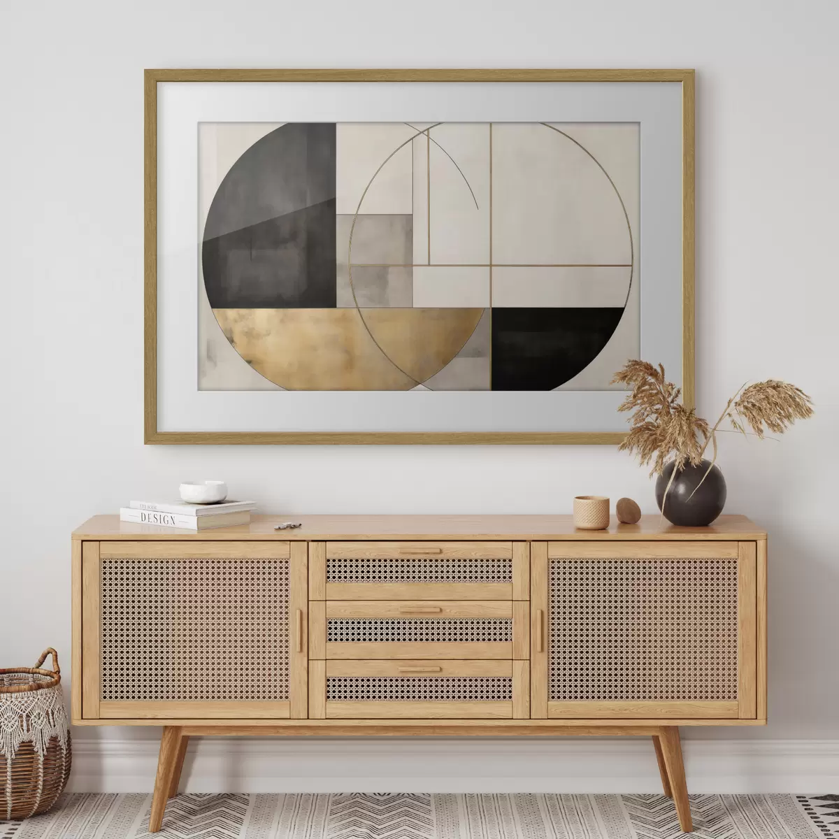Plakat Geometryczne koła i prostokąty w neutralnych odcieniach f50595