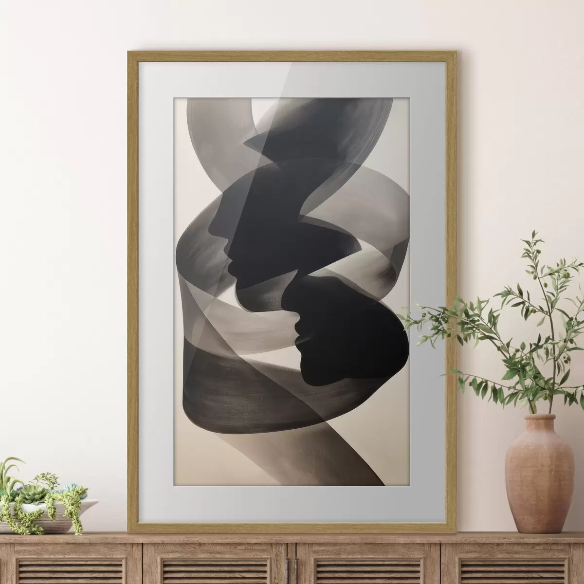 Plakat Abstrakcyjne sylwetki twarzy f50697