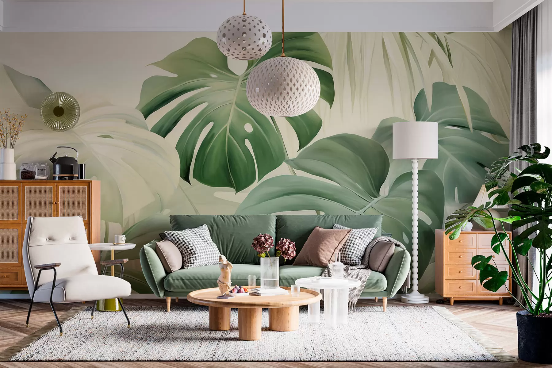 Fototapeta Monstera, liście palmowe w05909