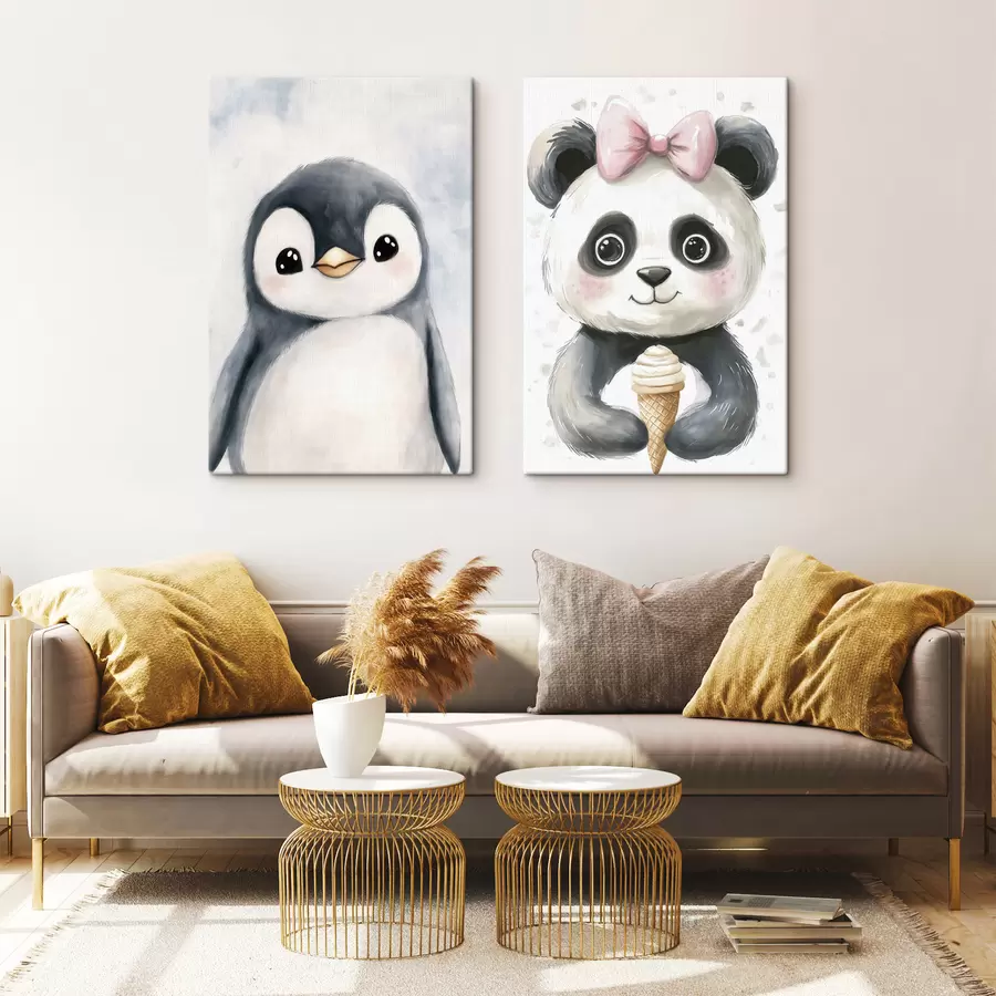 Obraz Pingwin i panda z lodami m31014