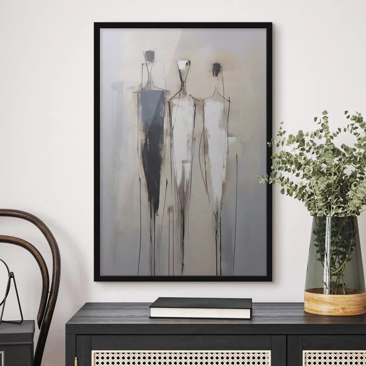 Plakat Abstrakcyjne sylwetki, imitacja malarstwa f50849