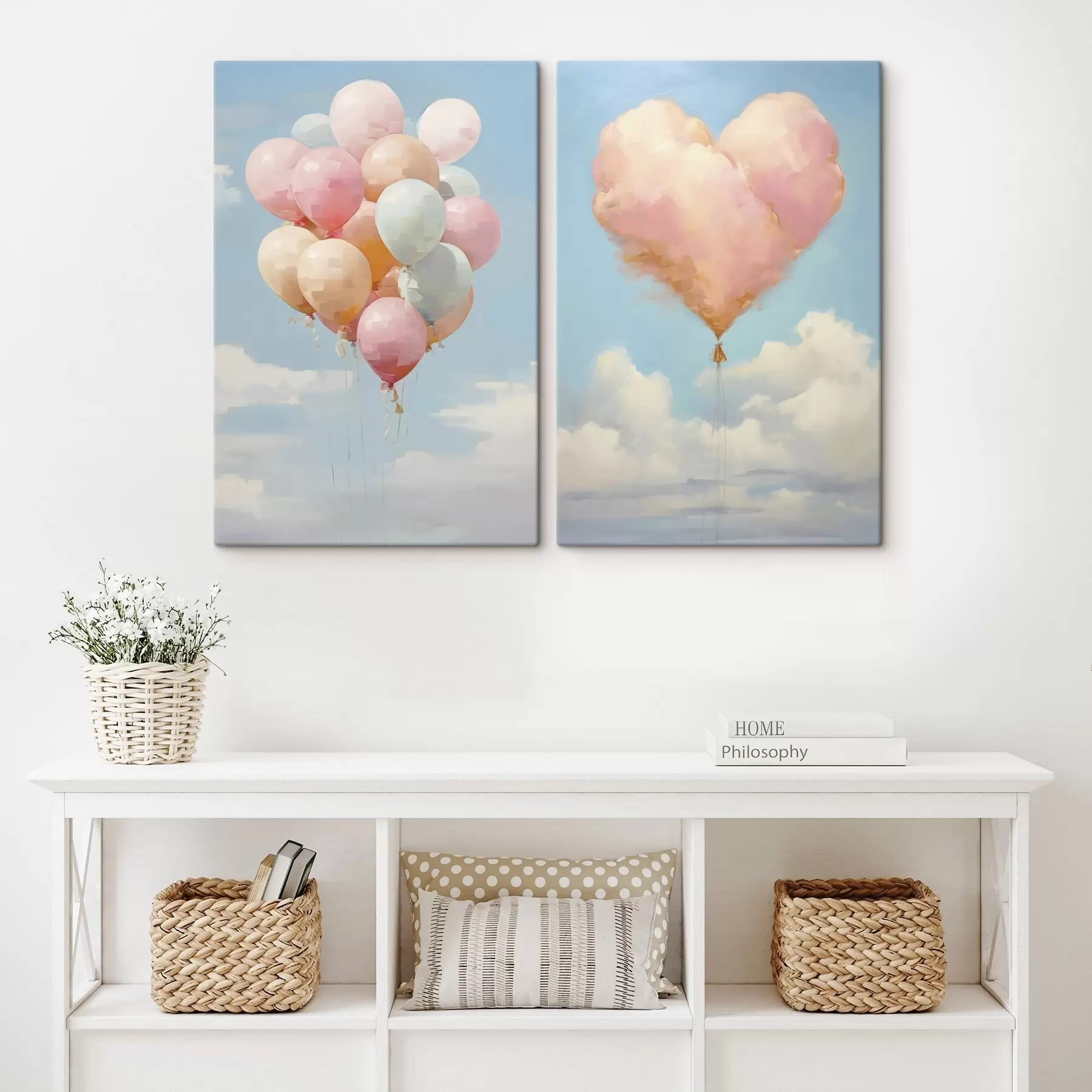 Obraz Serce i balony, obraz w stylu imitacji m31030