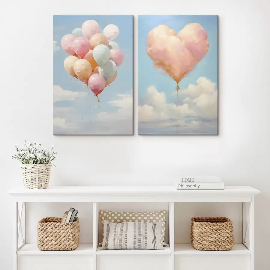 Obraz Serce i balony, obraz w stylu imitacji m31030