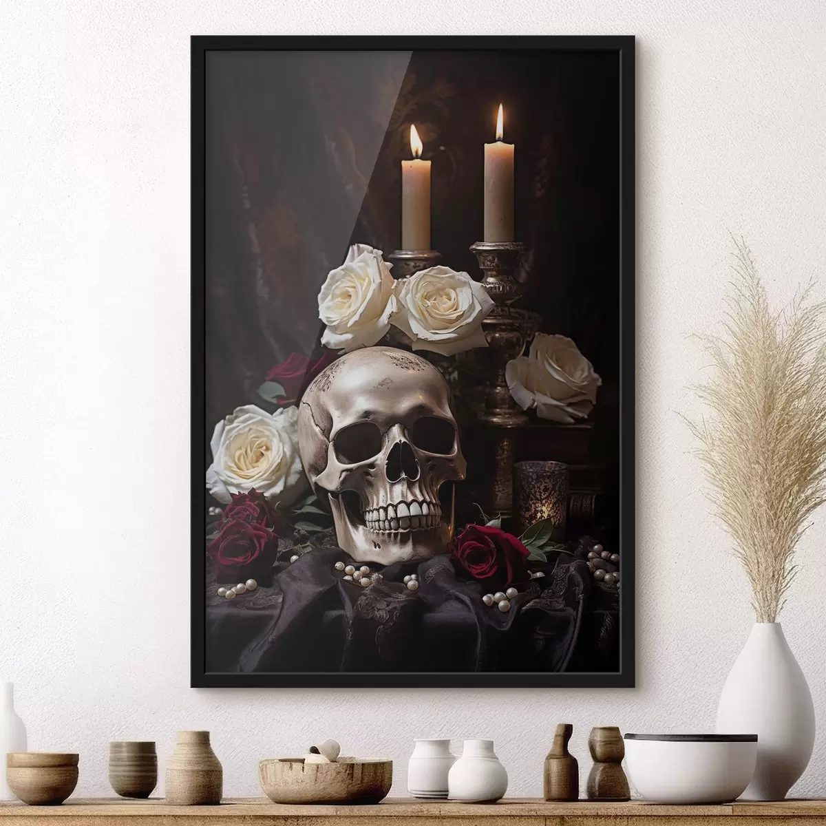 Plakat Nocna martwa natura przy blasku świec f50916