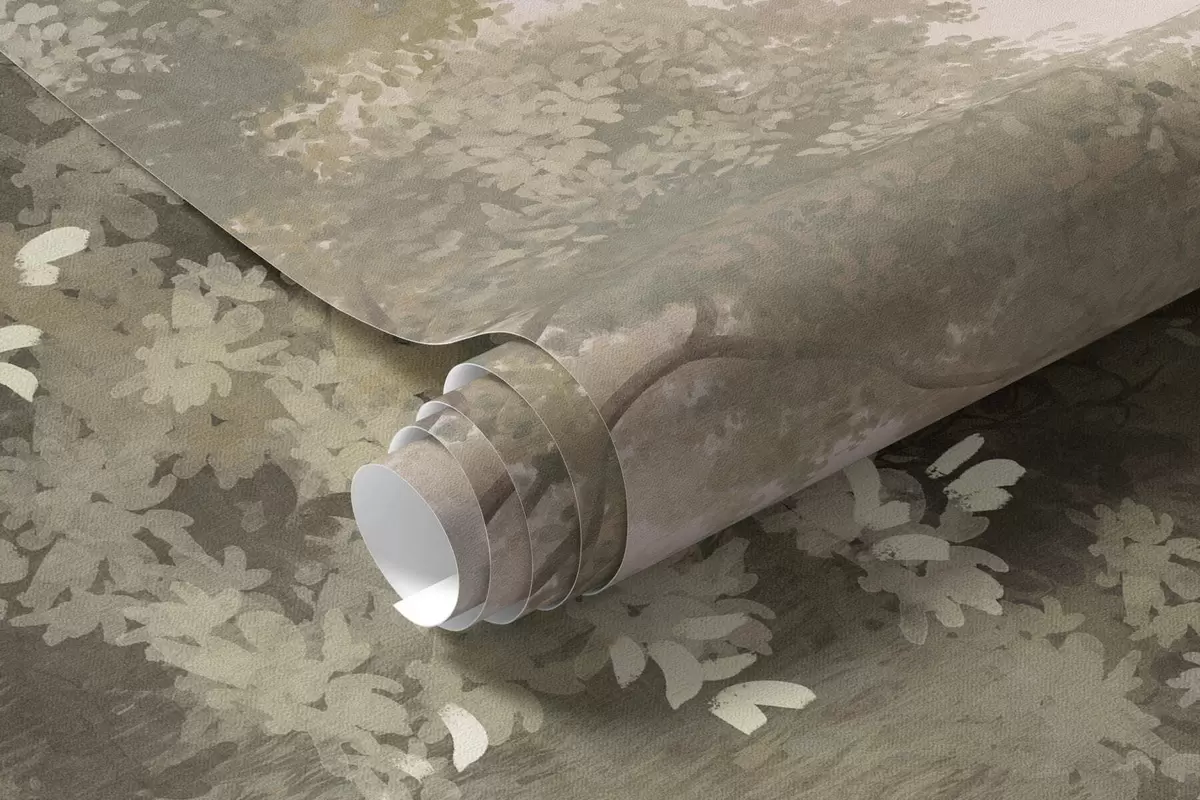 Fototapeta Mglisty las ze ścieżką biegnącą wśród drzew i krzewów w05889v2