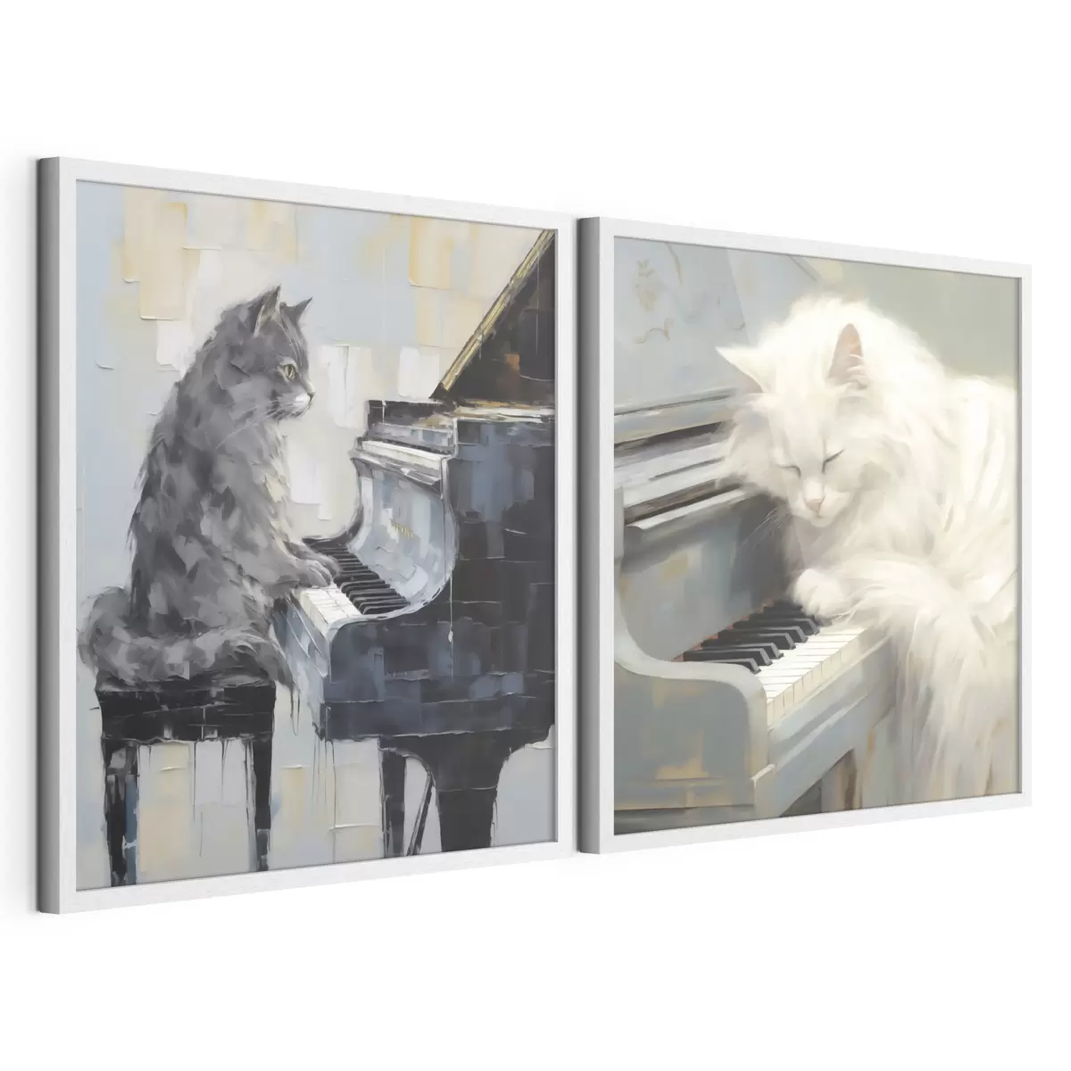Plakat Kot i fortepian, obraz w stylu imitacji d31064