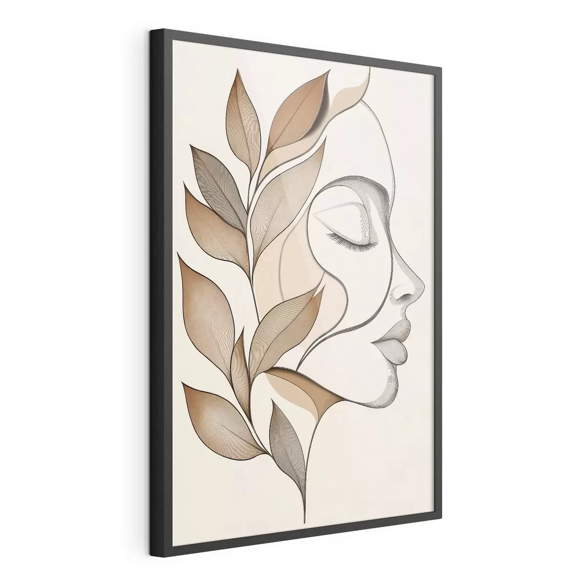 Plakat Profil kobiety z liśćmi f50997