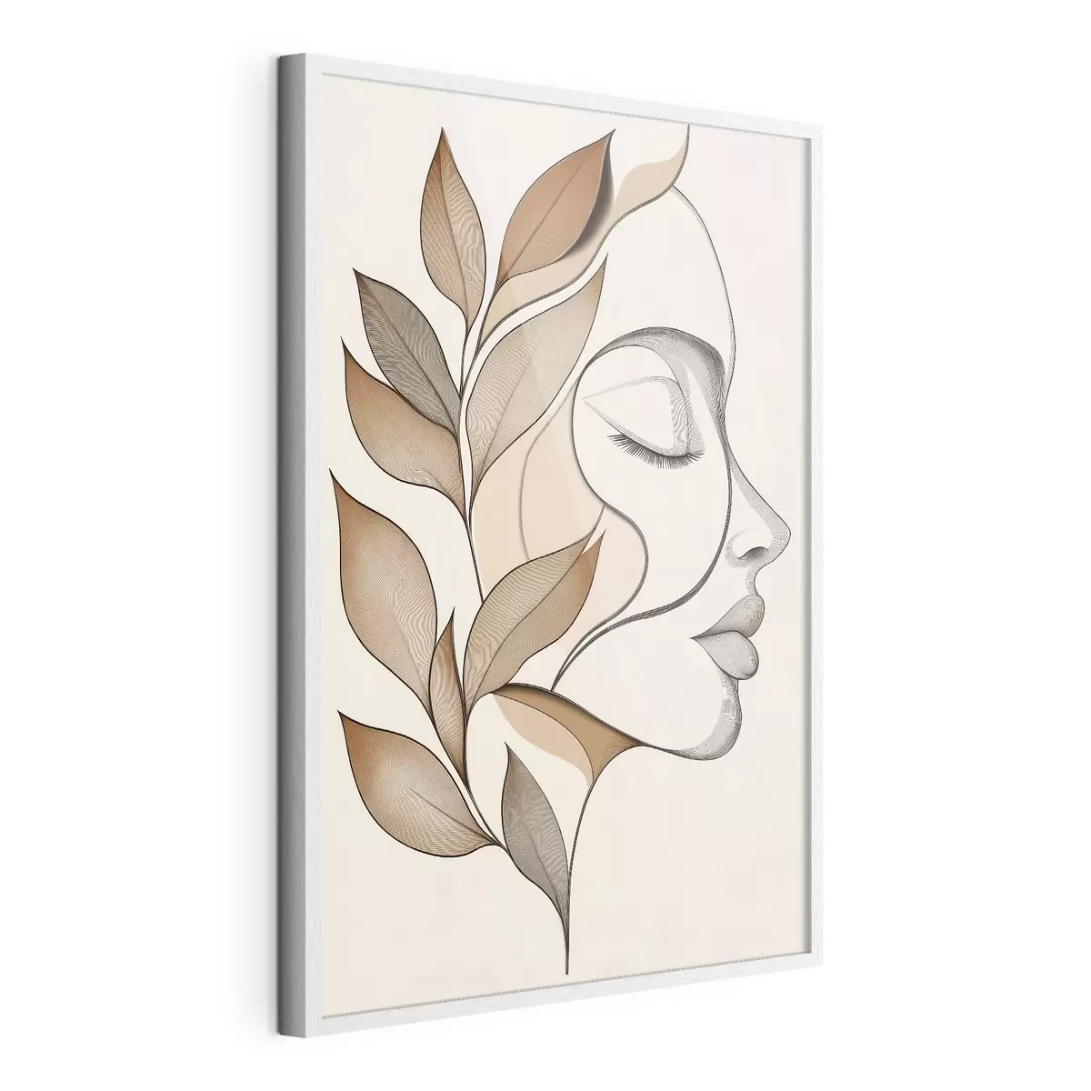 Plakat Profil kobiety z liśćmi f50997