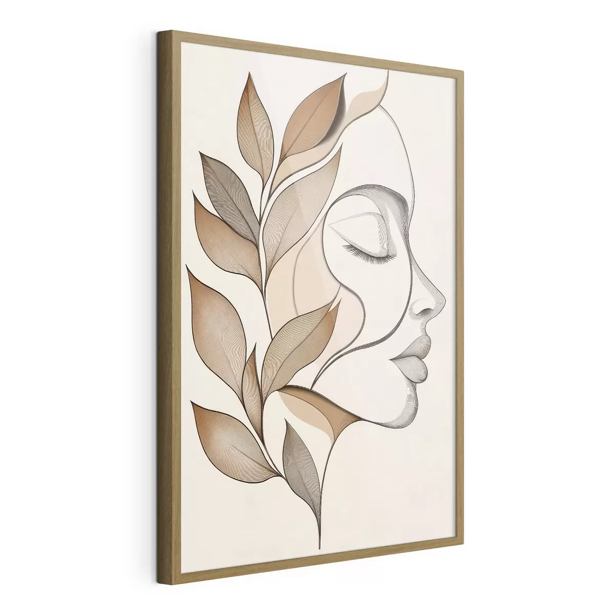 Plakat Profil kobiety z liśćmi f50997