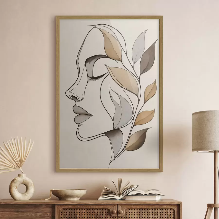 Fototapeta Profil kobiety z liśćmi f50998