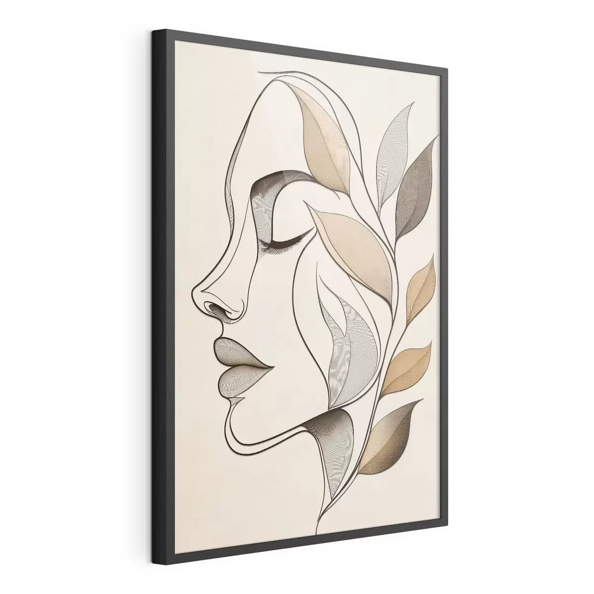 Plakat Profil kobiety z liśćmi f50998