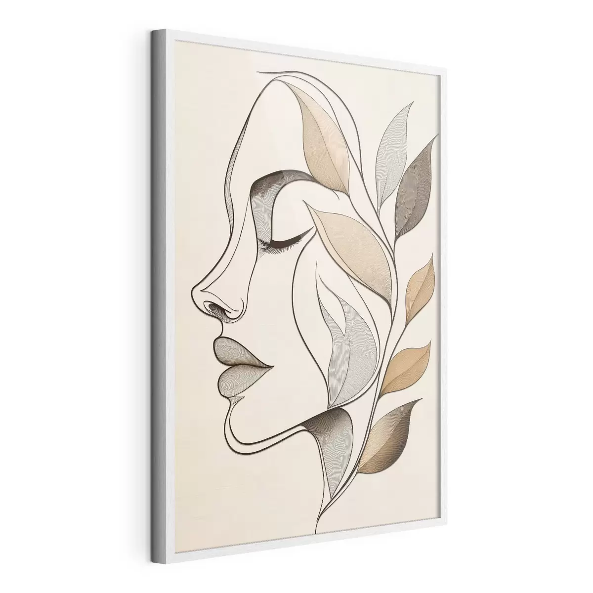 Plakat Profil kobiety z liśćmi f50998