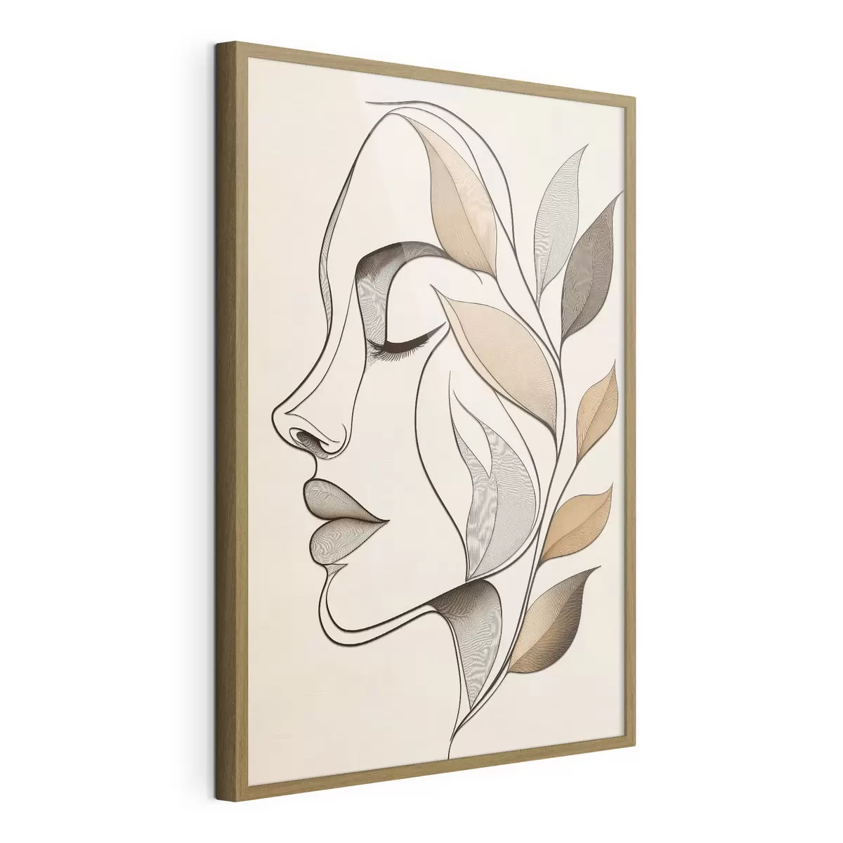 Plakat Profil kobiety z liśćmi f50998