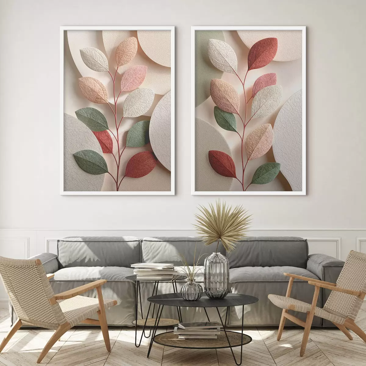 Plakat Gałąź z geometrycznymi kształtami d31036