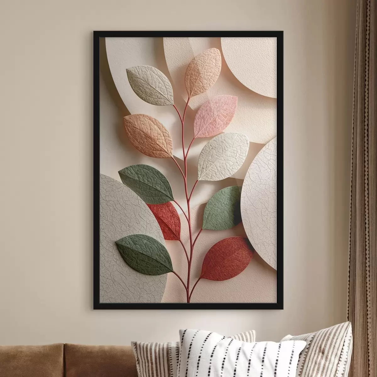 Plakat Gałązka roślinna z geometrycznymi kształtami f50863