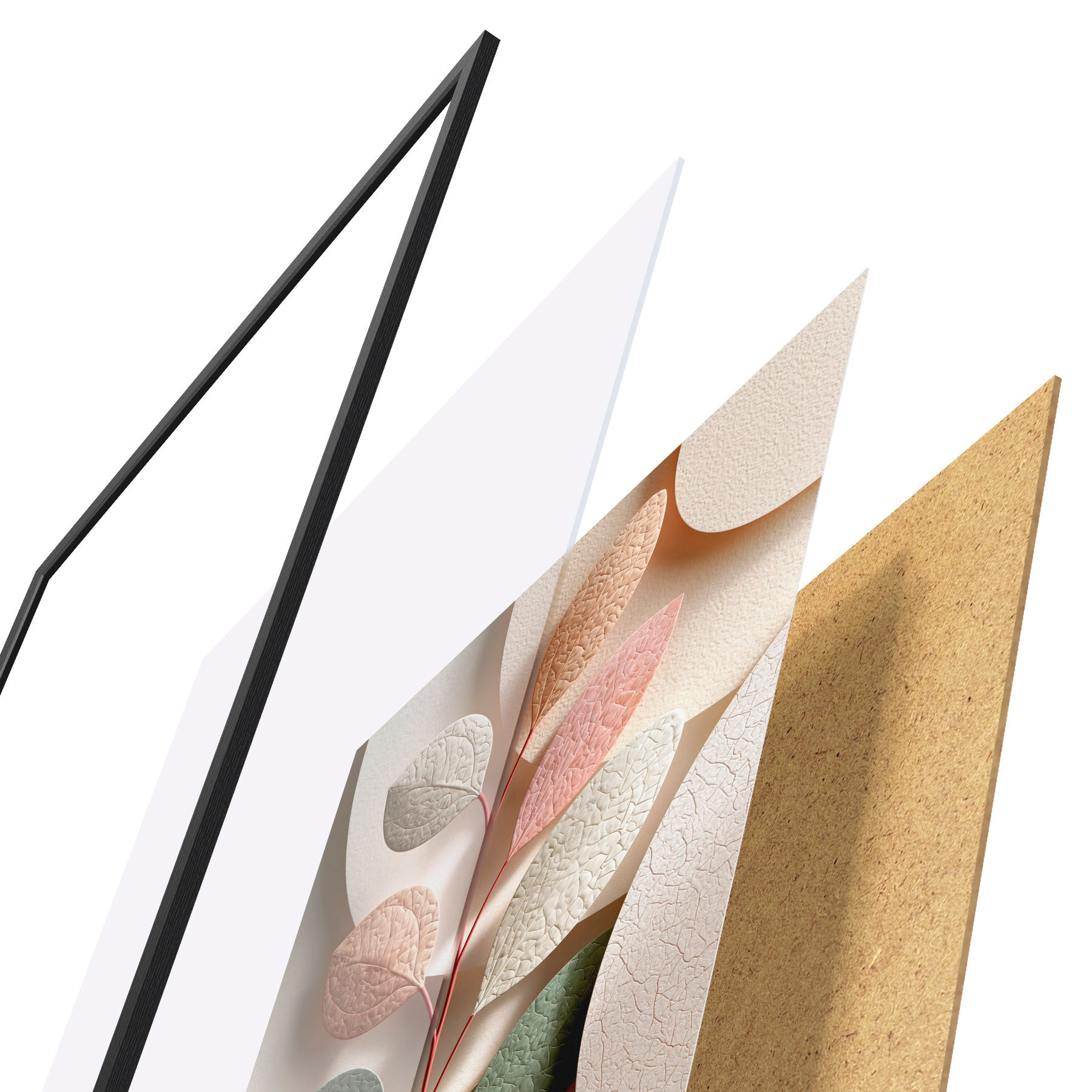 Plakat Gałązka roślinna z geometrycznymi kształtami f50863