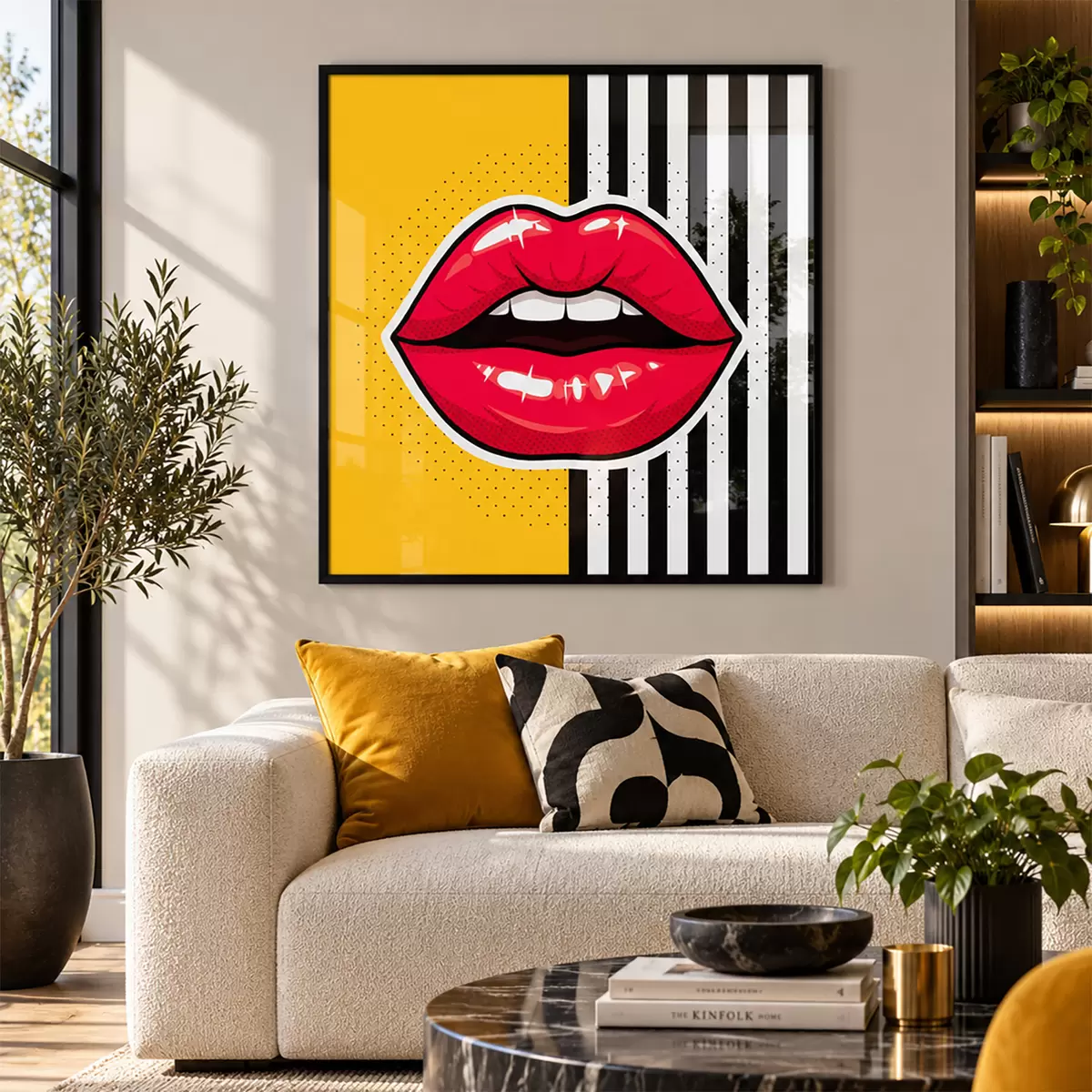 Plakat Wyraziste usta na żywym tle f50790
