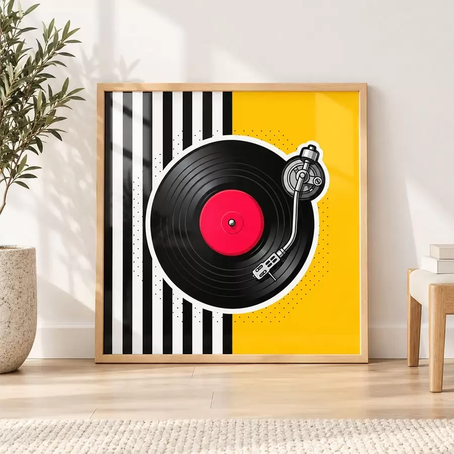 Fototapeta Stylowy gramofon w żywych kolorach f50789