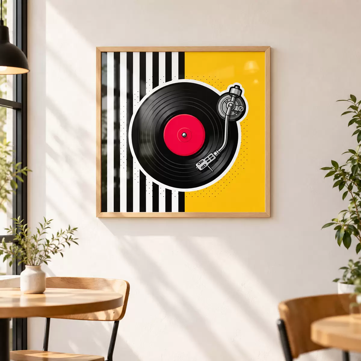 Plakat Stylowy gramofon w żywych kolorach f50789