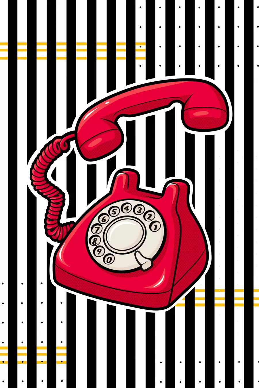 Obraz Retro czerwony telefon z tarczą numerową s50784