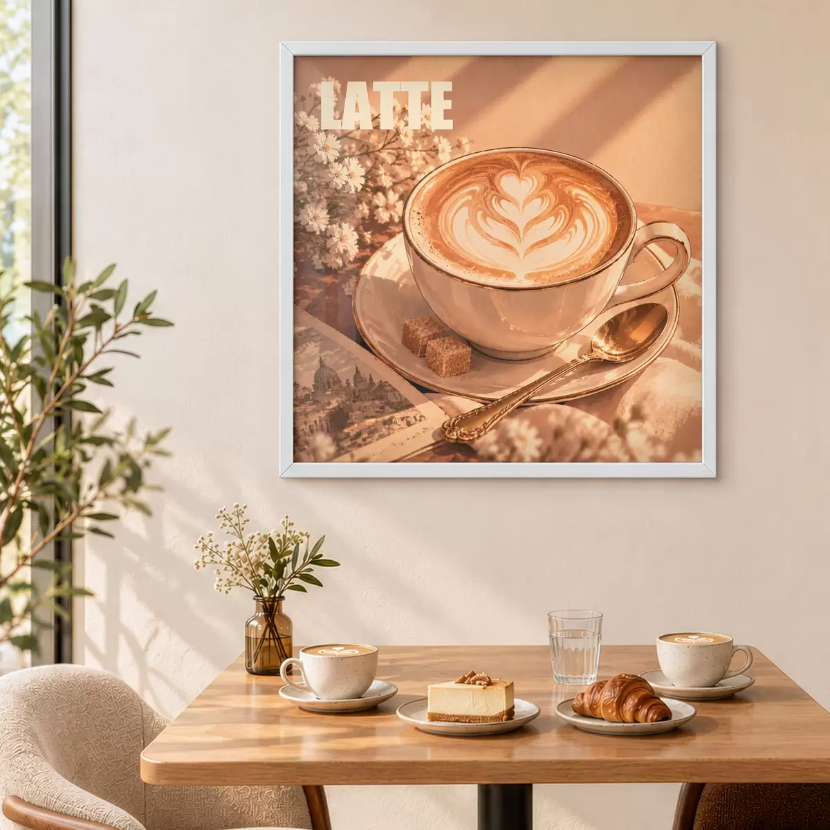 Plakat Mistrzowsko przygotowana latte w promieniach słońca f50873