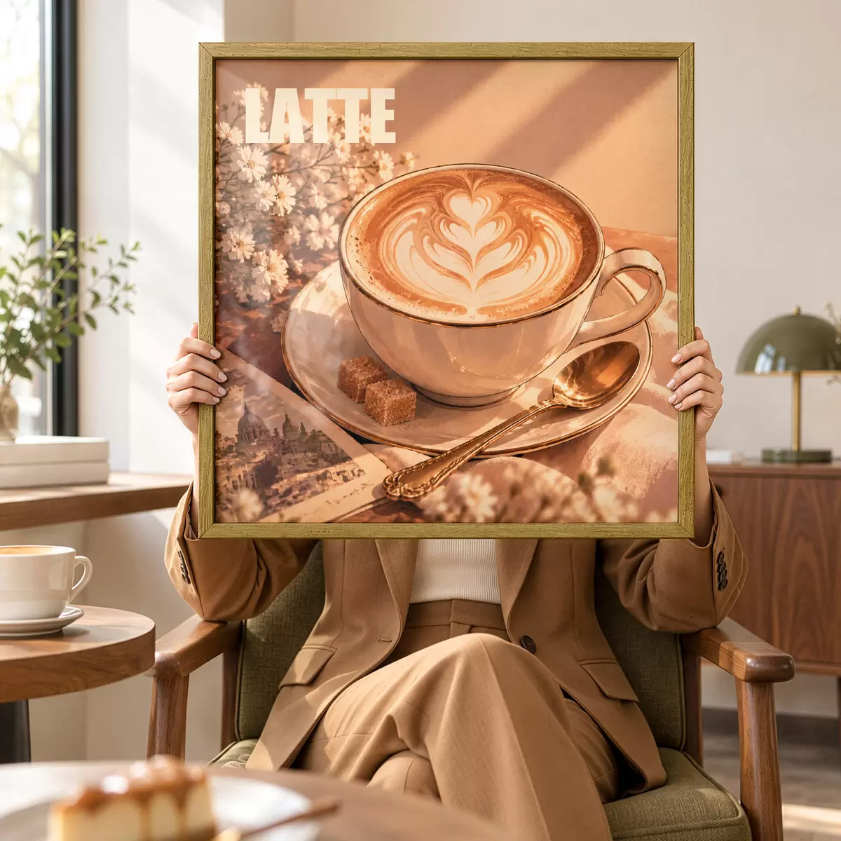Plakat Mistrzowsko przygotowana latte w promieniach słońca f50873