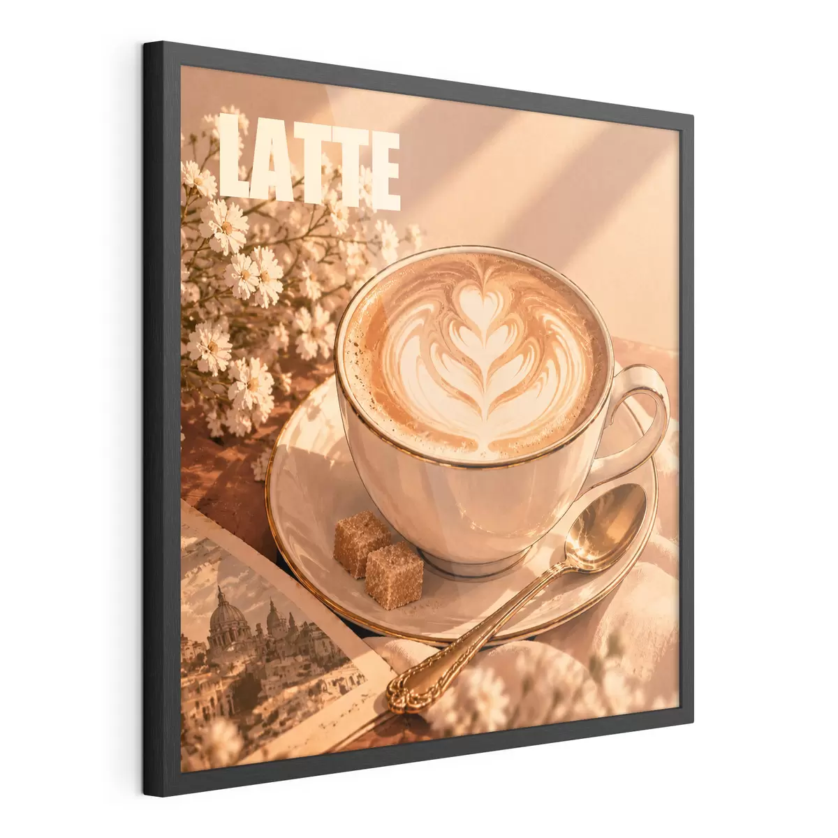Plakat Mistrzowsko przygotowana latte w promieniach słońca f50873