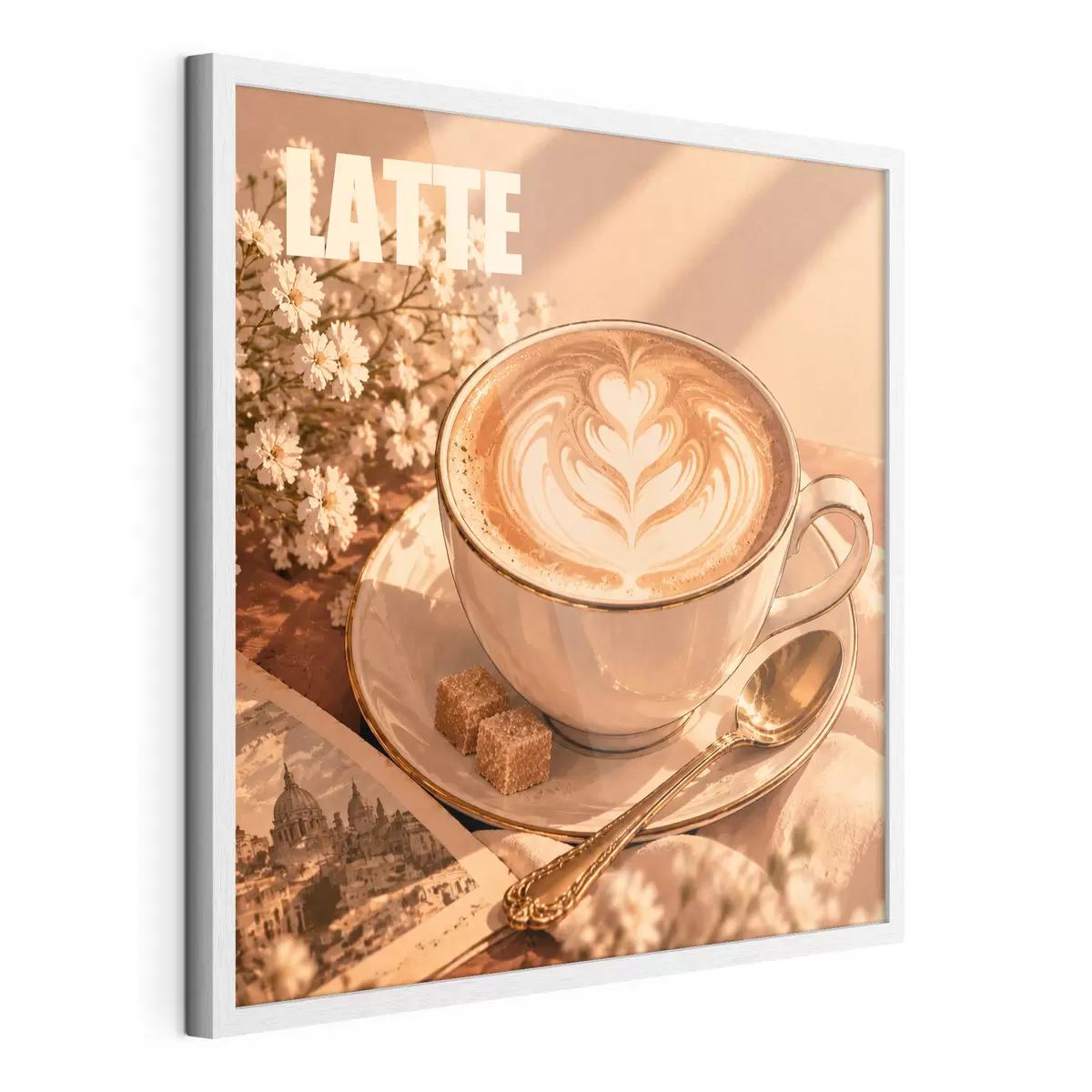 Plakat Mistrzowsko przygotowana latte w promieniach słońca f50873