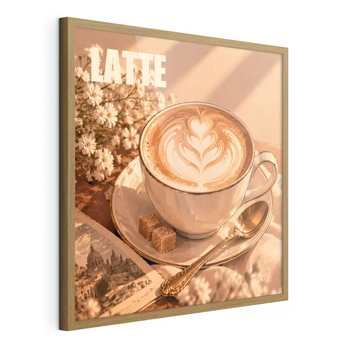 Plakat Mistrzowsko przygotowana latte w promieniach słońca f50873