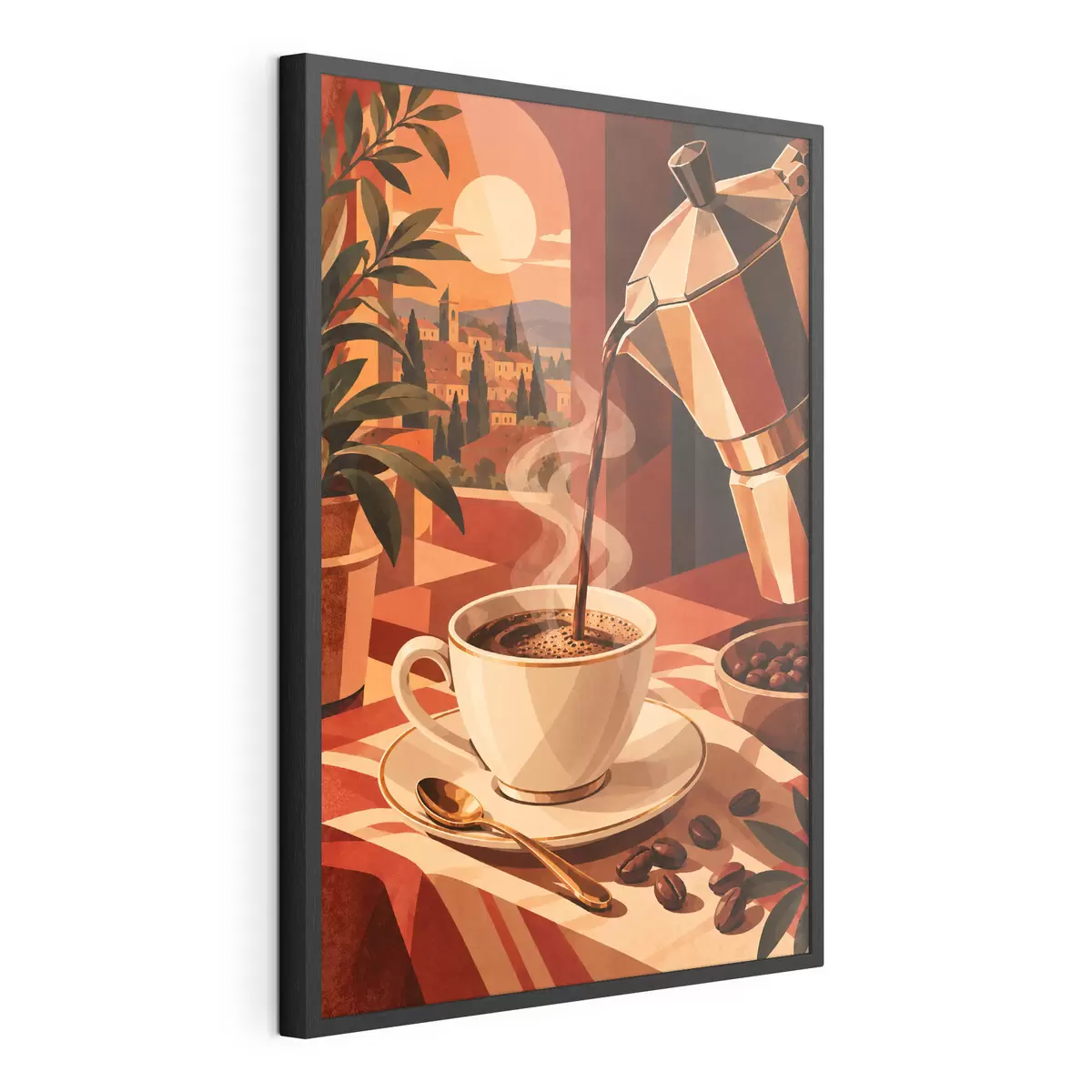 Plakat Poranna kawa z pięknym widokiem f50877