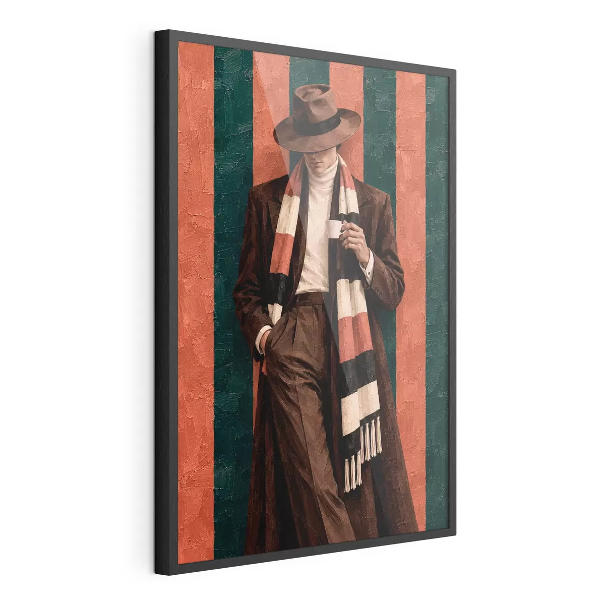Plakat Stylowa postać z filiżanką w dłoni f50884