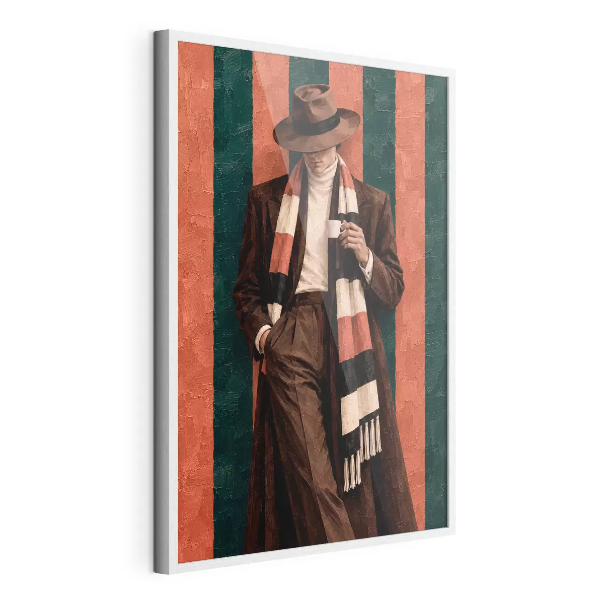 Plakat Stylowa postać z filiżanką w dłoni f50884