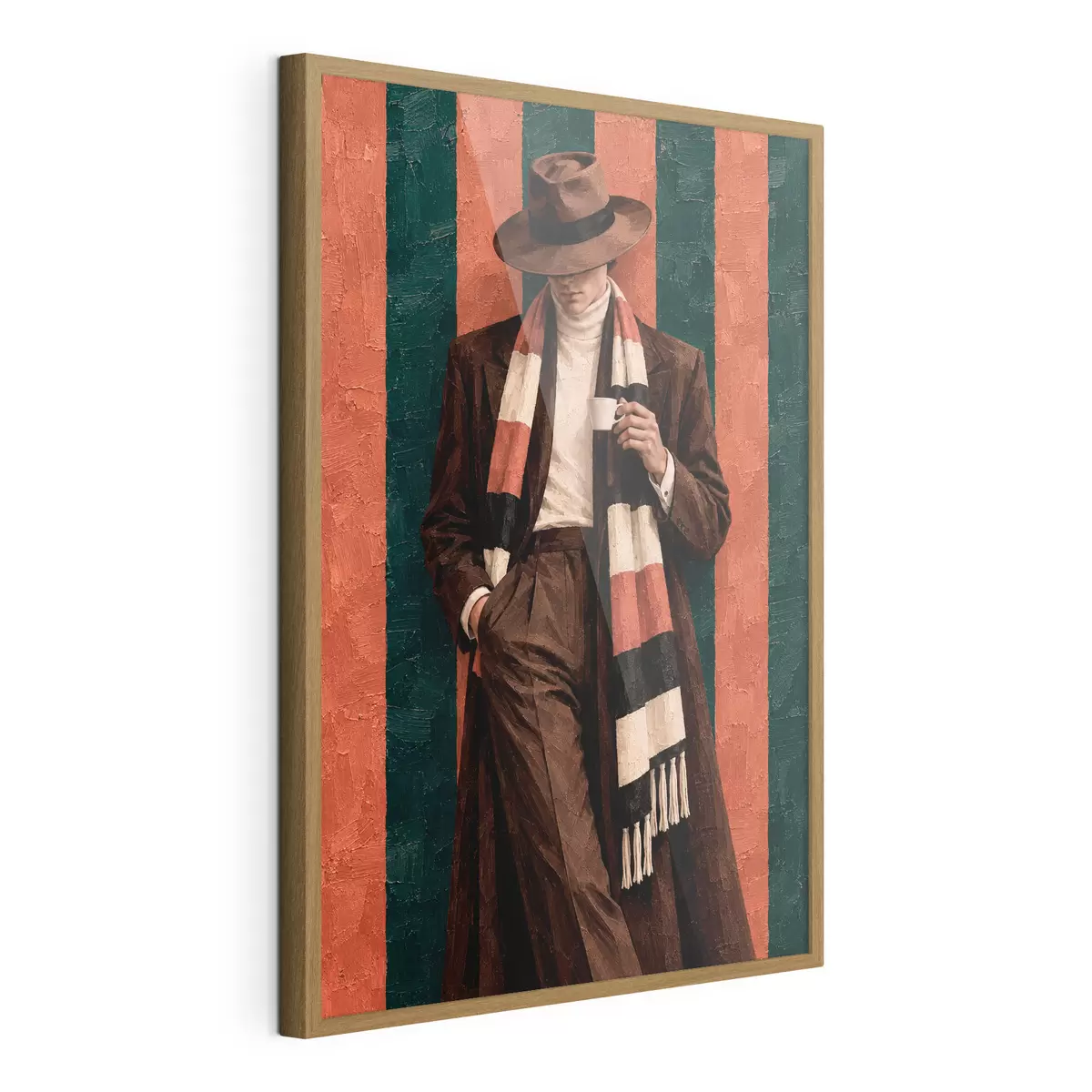 Plakat Stylowa postać z filiżanką w dłoni f50884