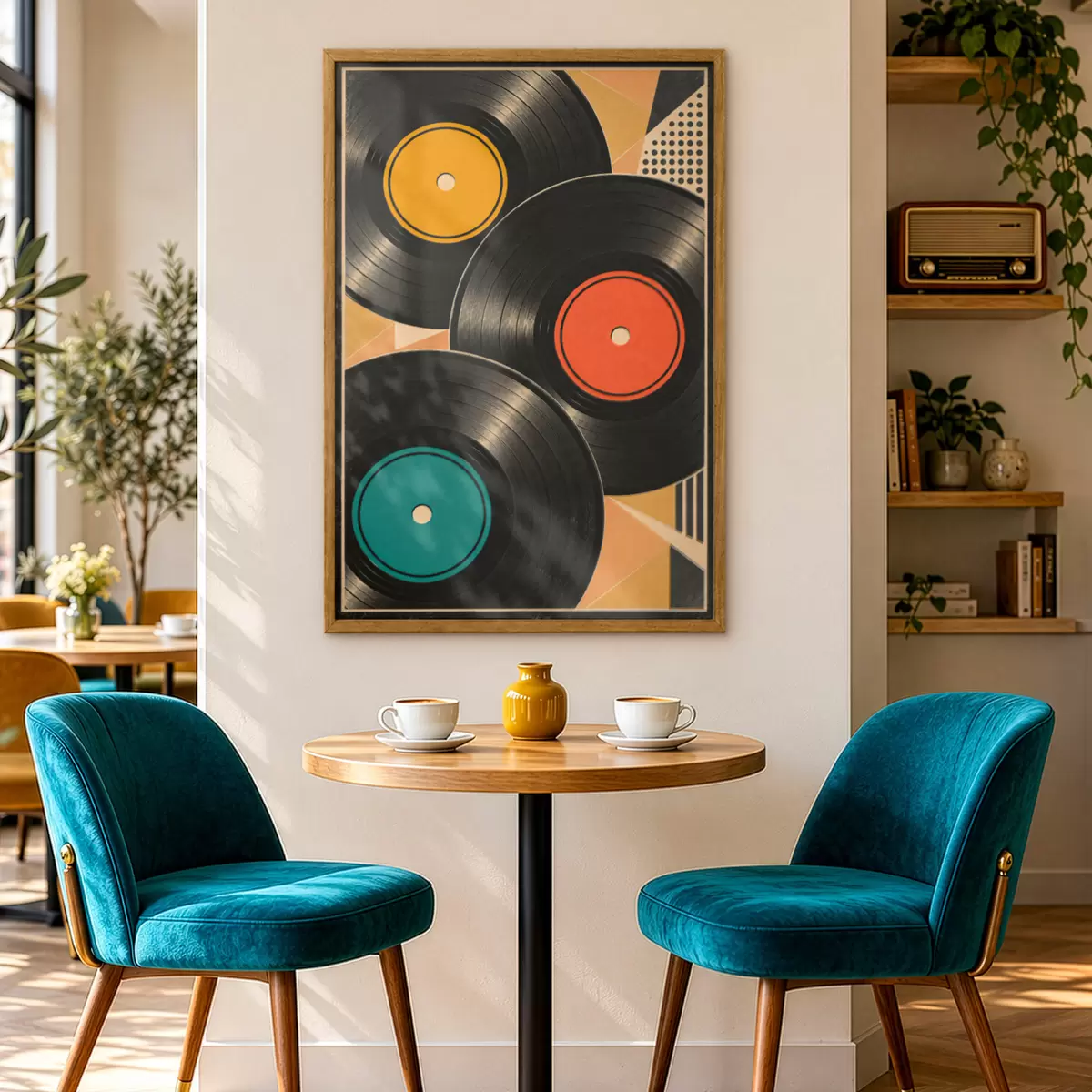 Plakat Kolorowe płyty winylowe w harmonii f50923