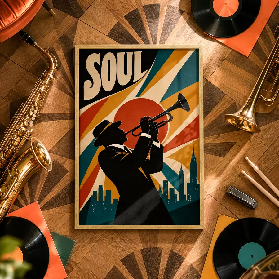 Fototapeta Jazz rozbrzmiewa wśród panoramy miasta f50925