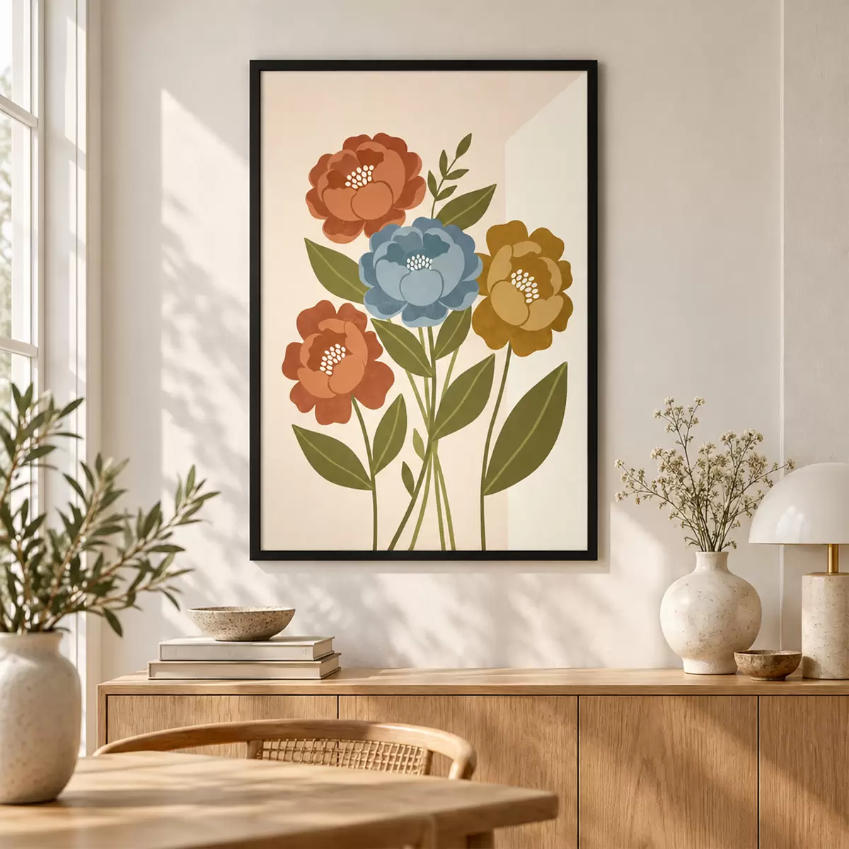 Plakat Uroczy bukiet ilustrowanych kwiatów f50730
