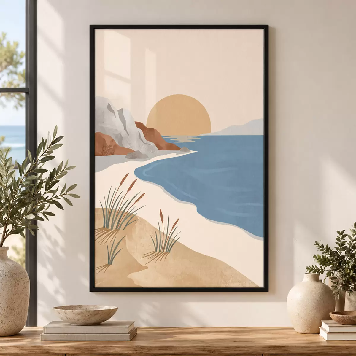 Plakat Spokojna plaża o zachodzie słońca – cisza i spokój f50731