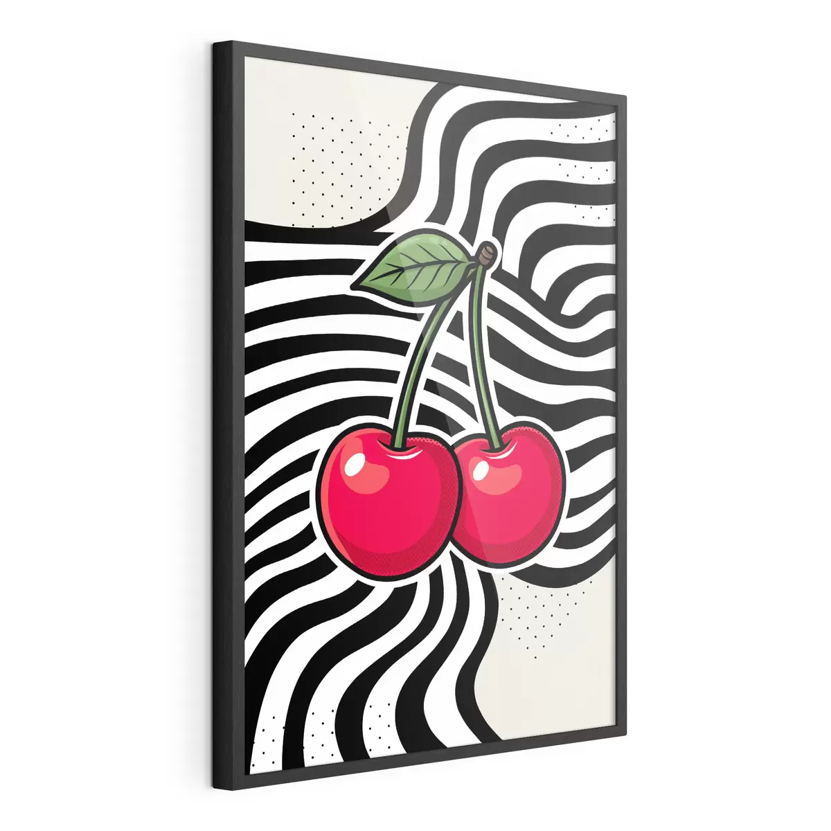 Plakat Żywe wiśnie na tle wyrazistych wzorów f50787