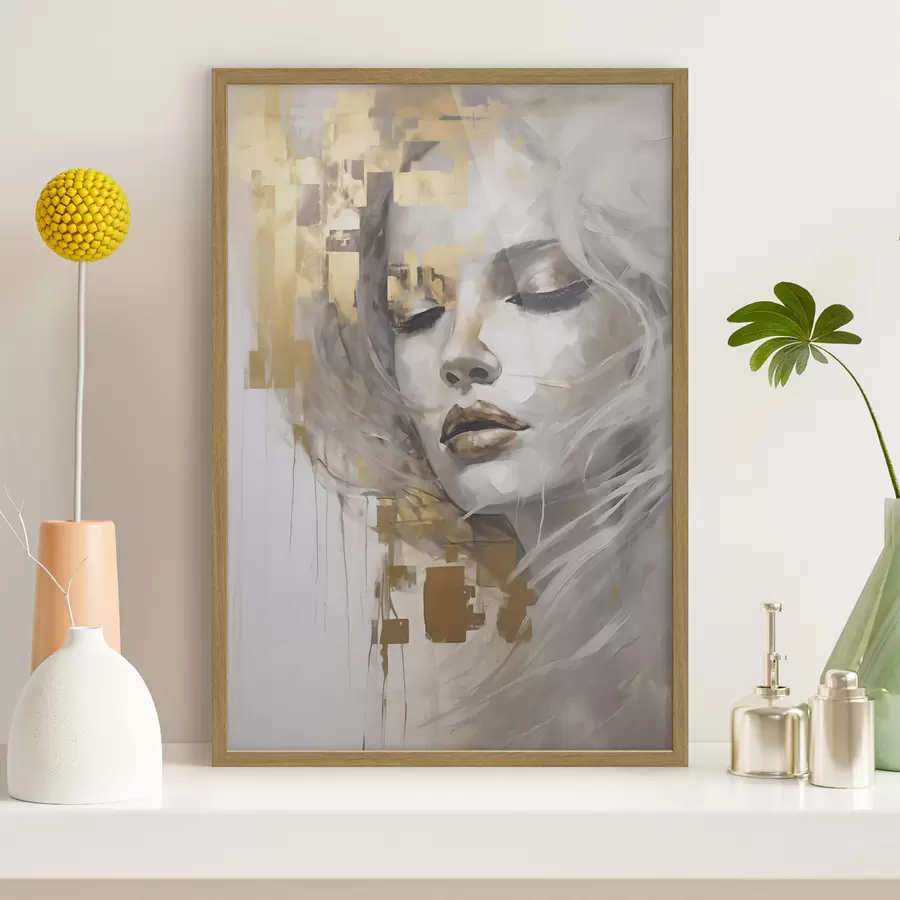 Fototapeta Abstrakcyjny portret młodej kobiety, nawiązujący do stylu malarskiego f51130