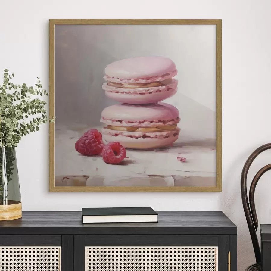 Fototapeta Makaroniki i maliny, imitacja obrazu f51144