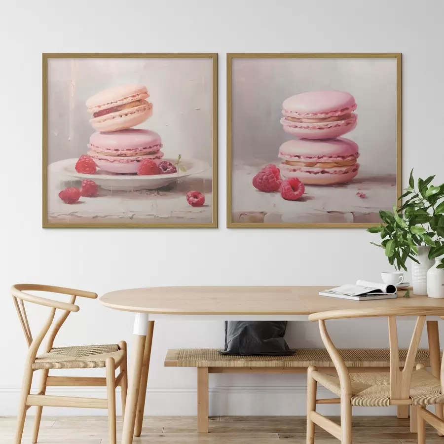 Fototapeta Makaroniki i maliny, imitacja obrazu d31103