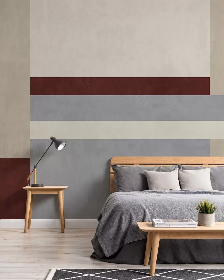 Fototapeta Geometria abstrakcyjna z blokami w kolorach bordowym, szarym i beżowym w05890v2