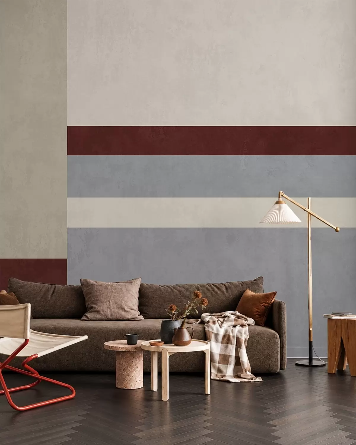 Fototapeta Geometria abstrakcyjna z blokami w kolorach bordowym, szarym i beżowym w05890v2