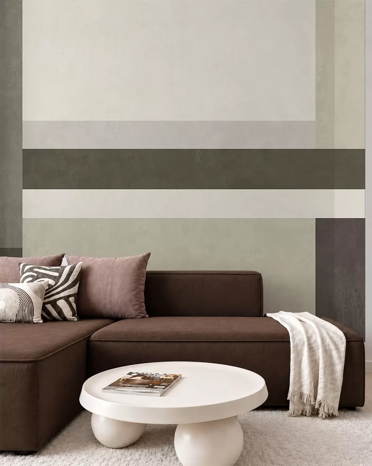Fototapeta Kompozycja geometryczna z blokami w kolorach oliwkowym, szarym i beżowym w05890v3