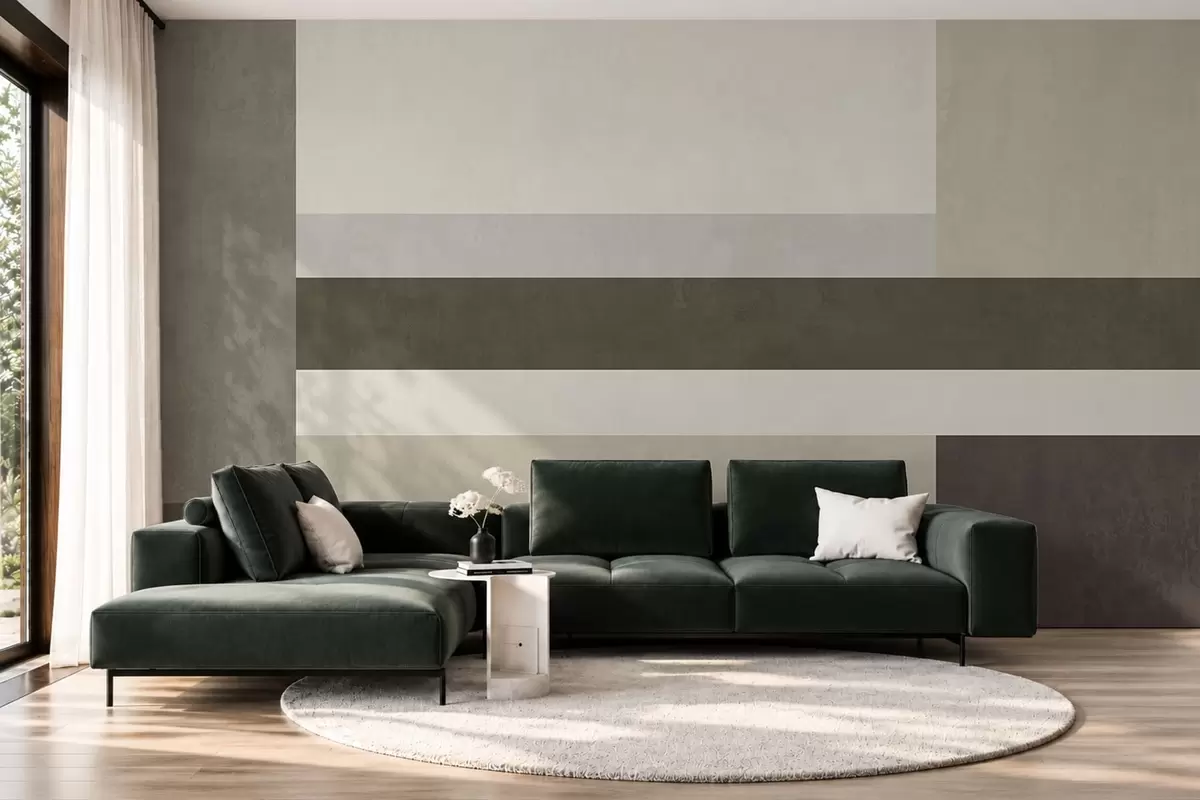 Fototapeta Kompozycja geometryczna z blokami w kolorach oliwkowym, szarym i beżowym w05890v3