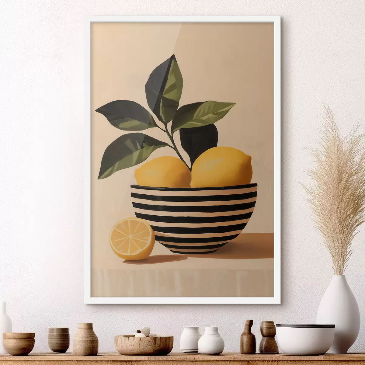 Plakat Cytryny w misce w paski f51046