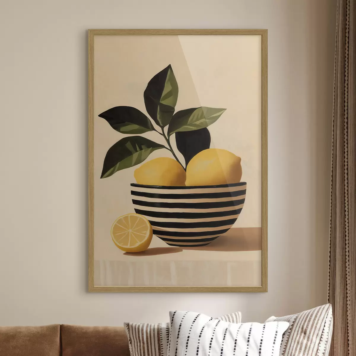 Plakat Cytryny w misce w paski f51046